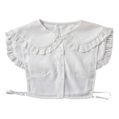 MOMOJIA Women Girls Doll Detachable Fake Collar Ruffles Lapel Shawl Shoulder Wrap Shirt