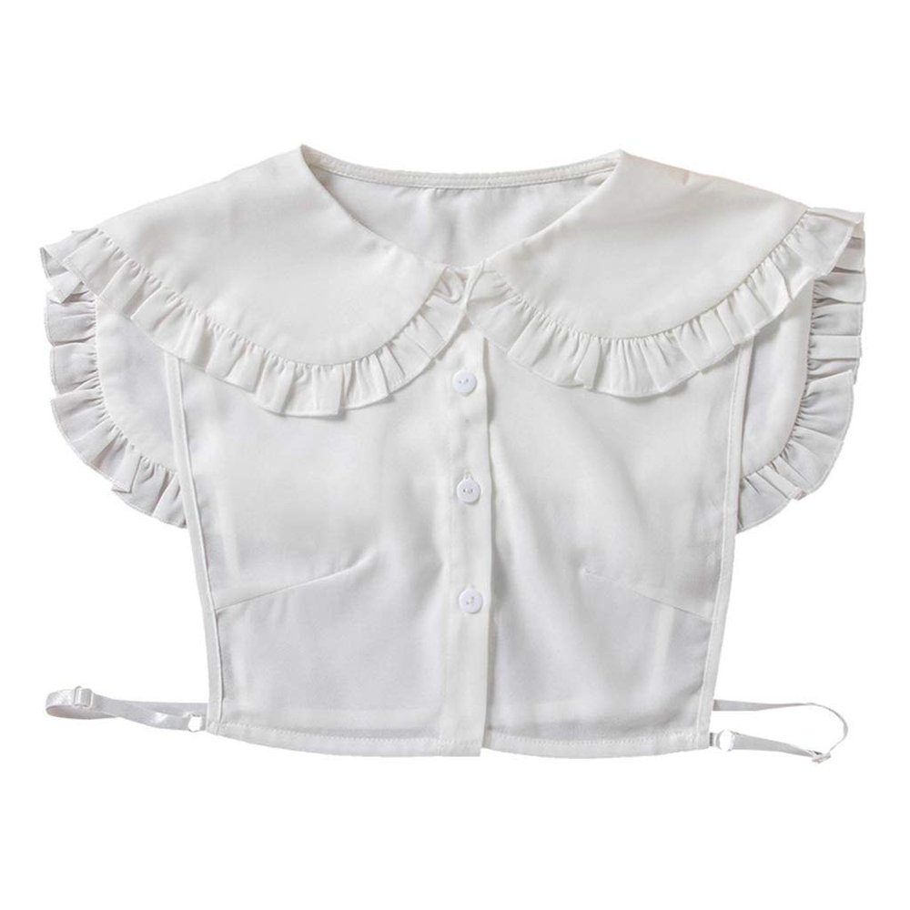 MOMOJIA Women Girls Doll Detachable Fake Collar Ruffles Lapel Shawl Shoulder Wrap Shirt