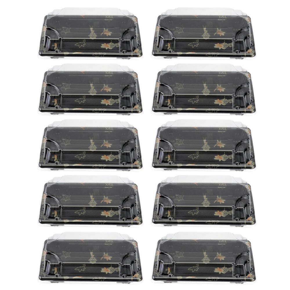 Yardwe Disposable Sushi Box with Lid 100Pcs Take Out Containers for Sushi Fruit Desserts Cake Carrier Black Durable Food Storage Boxes for Restaurants Food Trucks Parties 5.5X3.3X1.2 Inch
