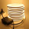 XUNATA LED Neon Light, Dimmable AC 110-120V Flexible LED Neon Strip Lights, 3500K Warm White 120 LEDs/M, 82ft/25m Waterproof 2835 SMD LED Rope Light + Remote Controller for Party Decoration view 2