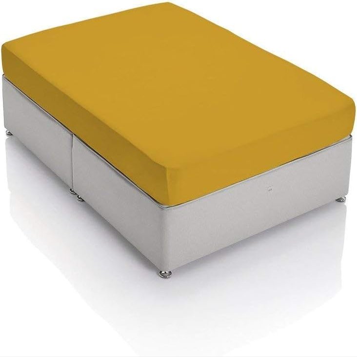 1-PC Fitted/Bottom Sheet Luxury Soft 600 Thread Count 100% Egyptian Cotton Emperor Fitted Sheet with Elastic All Around - Fits Mattress Upto 8-10 inches, Gold Solid