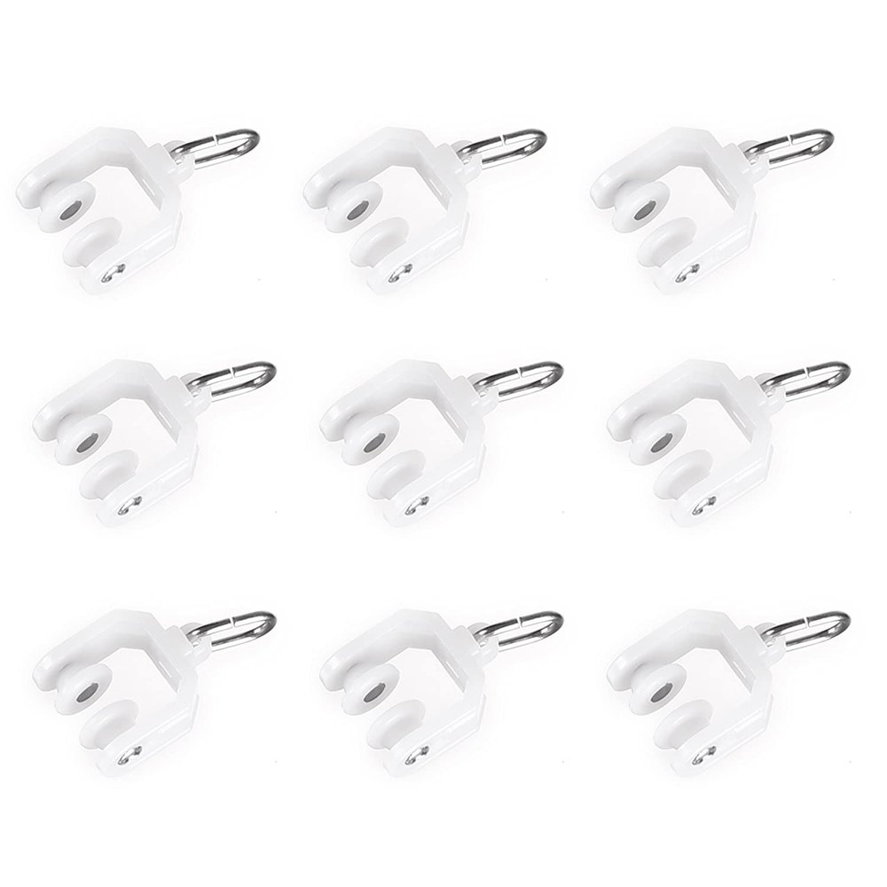 Yinpecly 50Pcs Curtain Track Rollers 9mm/0.35" Dia, Plastic Drapery Rail Sliding Glider for Windows Shower Curtain Tracks, White