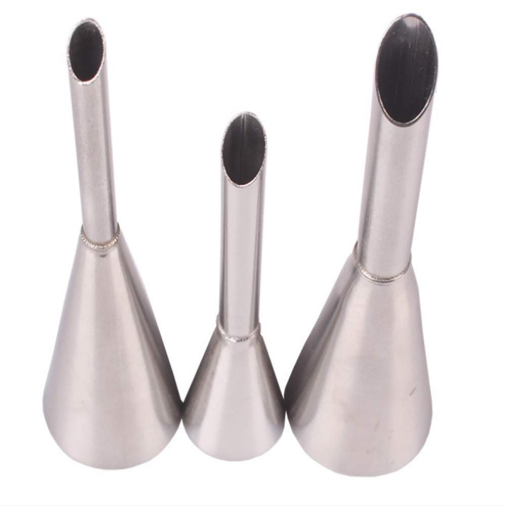 3pcs Piping Nozzles, Stainless Steel Cream Icing Piping Puff Nozzle Tip Long Pipe DIY Small Pastry Cake Baking Sugar Craft Decorating Tools