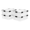 IRIS USA 41 Quart WEATHERPRO Plastic Storage Box with Durable Lid and Seal and Secure Latching Buckles, 4 Pack, Weathertight, Keep Pest Dust and Moisture Out, for Oversized Bulky Items, Clear/Black view 1
