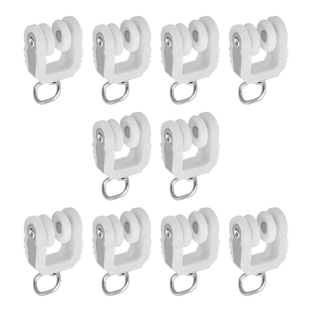 Yinpecly Curtain Track Rollers 15mm/0.59" Dia, Plastic Drapery Rail Sliding Glider for Windows Shower Curtain Tracks, White 20 Pcs