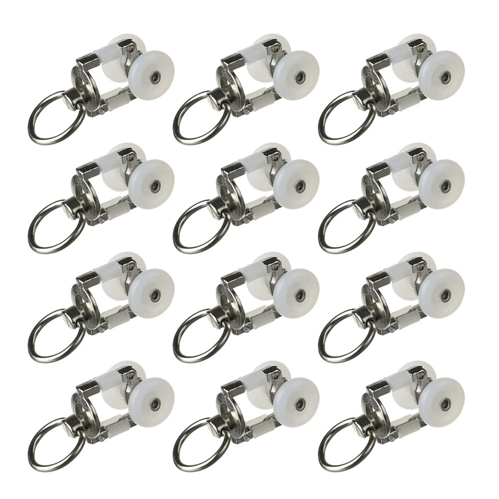 Yinpecly 30Pcs Curtain Track Rollers 14mm/0.55" Dia, Plastic Drapery Rail Sliding Glider for Windows Shower Curtain Tracks, White