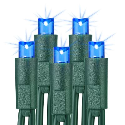 Brizled Blue Christmas Lights, 33ft 100 LED 5MM Wide Angle Christmas Tree Lights, 120V UL Certified Mini String Light Connectable Outdoor Waterproof Blue Light for Xmas Room Party Decor, Green Wire