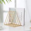 QPEY Triangle File Holder,5 Slot Metal Vinyl Record Stand Holder Magazine Newspaper Holder Photography Props for Office Home 1 Pc (Gold) view 2