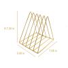 QPEY Triangle File Holder,5 Slot Metal Vinyl Record Stand Holder Magazine Newspaper Holder Photography Props for Office Home 1 Pc (Gold) view 3