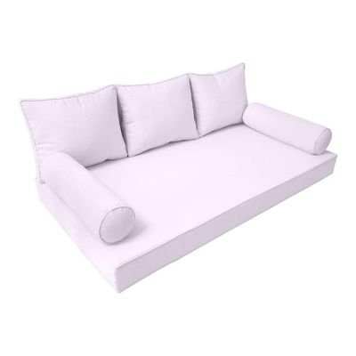 Prolinemax |SLIPCOVER ONLY|S3 Outdoor Daybed Mattress Bolster Backrest Cushion Covers Piped Trim Twin AD107