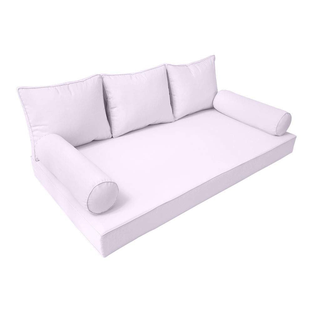 Prolinemax |SLIPCOVER ONLY|S3 Outdoor Daybed Mattress Bolster Backrest Cushion Covers Piped Trim Twin AD107