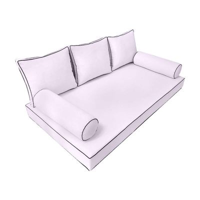|SLIPCOVER ONLY|S3 Outdoor Daybed Mattress Bolster Backrest Cushion Covers Contrast Trim Twin AD107