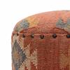 NATURAL FURNISH Handmade Kilim Jute Pouf Ottomans Wooden Seating Stool for Living Room, Bedroom (16" D x 16" W x 16" H) (Red) view 4