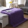 Chunky Knit Blanket Purple, Synthetic Wool Luxury Throw Knitted Blanket for Cuddling Up in Bed, Cozy Handmade Bulky Bed Sofa Chair Mat for Home Decor-32x32in view 1
