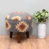 NATURAL FURNISH Handmade Kilim Jute Pouf Ottomans Wooden Seating Stool for Living Room, Bedroom (16" D x 16" W x 16" H) (Grey) view 2