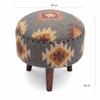 NATURAL FURNISH Handmade Kilim Jute Pouf Ottomans Wooden Seating Stool for Living Room, Bedroom (16" D x 16" W x 16" H) (Grey) view 3