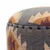 NATURAL FURNISH Handmade Kilim Jute Pouf Ottomans Wooden Seating Stool for Living Room, Bedroom (16" D x 16" W x 16" H) (Grey) view 4