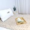 Chunky Knit Blanket Beige, Synthetic Wool Luxury Throw Knitted Blanket for Cuddling Up in Bed, Cozy Handmade Bulky Bed Sofa Chair Mat for Home Decor-80x80in view 2