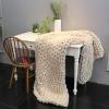 Chunky Knit Blanket Beige, Synthetic Wool Luxury Throw Knitted Blanket for Cuddling Up in Bed, Cozy Handmade Bulky Bed Sofa Chair Mat for Home Decor-80x80in view 3