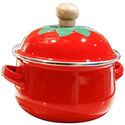 18Cm 1.5L Tomato Enamel Soups Pot Soups Pot Casserole Milk Egg Noodles Pan for Induction Gas Cooker