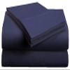 1000 Thread Count 100% Long Staple Soft Egyptian Cotton 4-PCs Sheet Set - Emperor Size 84" X 84", Fits Mattress Upto 16-18 Inch Deep Pocket, Navy Blue Solid view 2