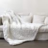 Knitted Blanket Throw Chunky Wine red, Chunky Knit Throw Blankets for Bed by Soft Knitting 6CM Wide Knitted Throw for Bed Sofa Home Decor Super Large Mat Rug-32x40in view 3