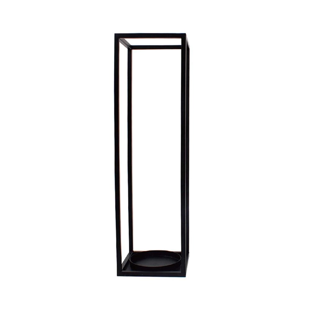 Umbrella Racks WXYZ Metal Geometric Landing Umbrella Stand, Hollow Barrel Body to Drain Water Quickly, Long and Short Umbrella Storage Barrel, Gold, Black, 20x69cm (Color : Black)