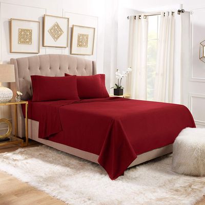 1000 Thread Count 100% Long Staple Soft Egyptian Cotton 4-PCs Sheet Set - Emperor Size 84" X 84", Fits Mattress Upto 16-18 Inch Deep Pocket, Burgundy Solid