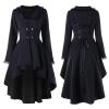 Andongnywell Women's Solid color Casual Long Open Front Drape Lightweight Duster High Low Hem Long Sleeve (Navy Blue,XX-Large) view 2