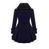 Andongnywell Women's Fashion Faux Fur Lapel Double-Breasted Thick Wool Trench Coat Jacket Double Breasted Woolen Coats (Navy Blue,X-Large) view 3