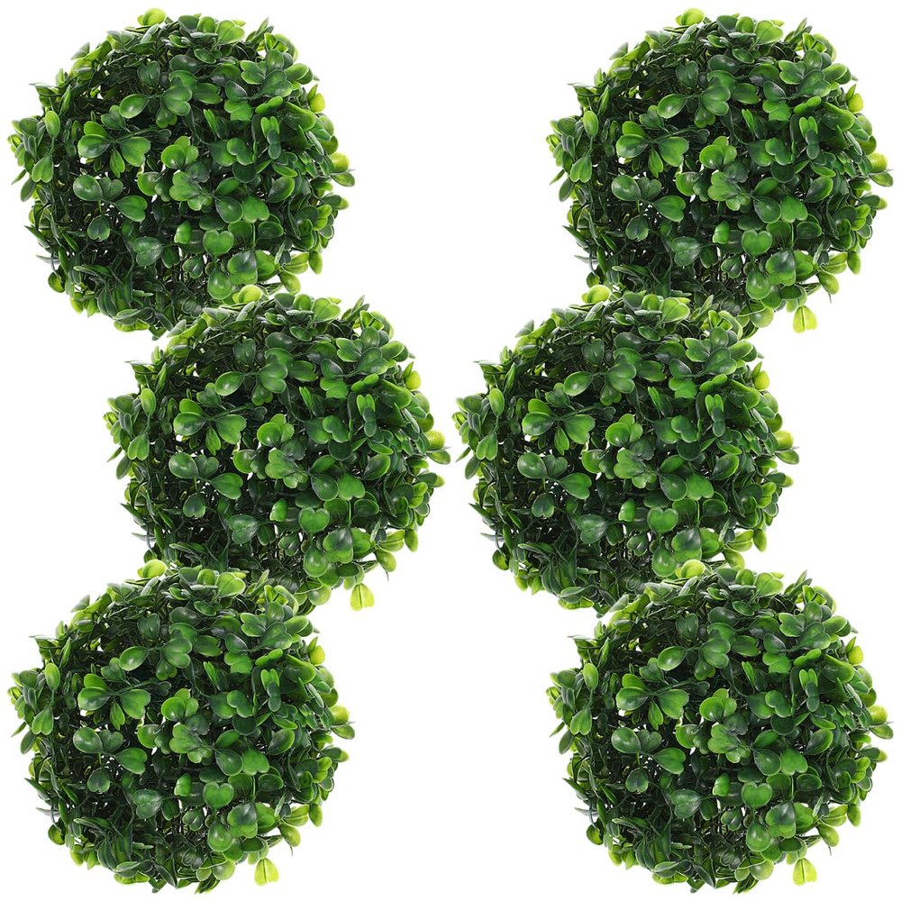 6 Pcs 10cm (4) Artificial Grass Topiary Balls, Green Fake Plant Spheres for DIY Garden Decor, Wedding Centerpieces, Table & Planter Arrangements