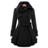 Andongnywell Women's Faux Fur Lapel Double Breasted Thick Wool Trench Coat Jacket mid Long Tweed Overcoats (Black,Small) view 3