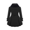 Andongnywell Women's Faux Fur Lapel Double Breasted Thick Wool Trench Coat Jacket mid Long Tweed Overcoats (Black,Small) view 4