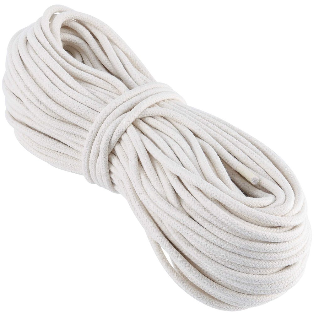 HAKZEON 164FT 1/4 Inch Cotton Rope, Natural Cotton Braided Rope, All-Purpose Clothesline DIY Basket, Plant Hanger, Crafts, Knitting and Wall Tapestries