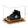 Better Display Cases Acrylic Kids Shoes Display Case - Medium Rectangle Box with Clear Case, Orange Risers and Wood Base 12" x 8.25" x 8" (A004, V41) view 2