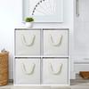 i BKGOO Foldable Storage Cube Bins Beige-White Bamboo Fabric Collapsible Resistant Basket Box Organizer with Cotton Rope Handle for Home Office and Nursery 10.5x10.5x11 inch view 2