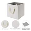 i BKGOO Foldable Storage Cube Bins Beige-White Bamboo Fabric Collapsible Resistant Basket Box Organizer with Cotton Rope Handle for Home Office and Nursery 10.5x10.5x11 inch view 4