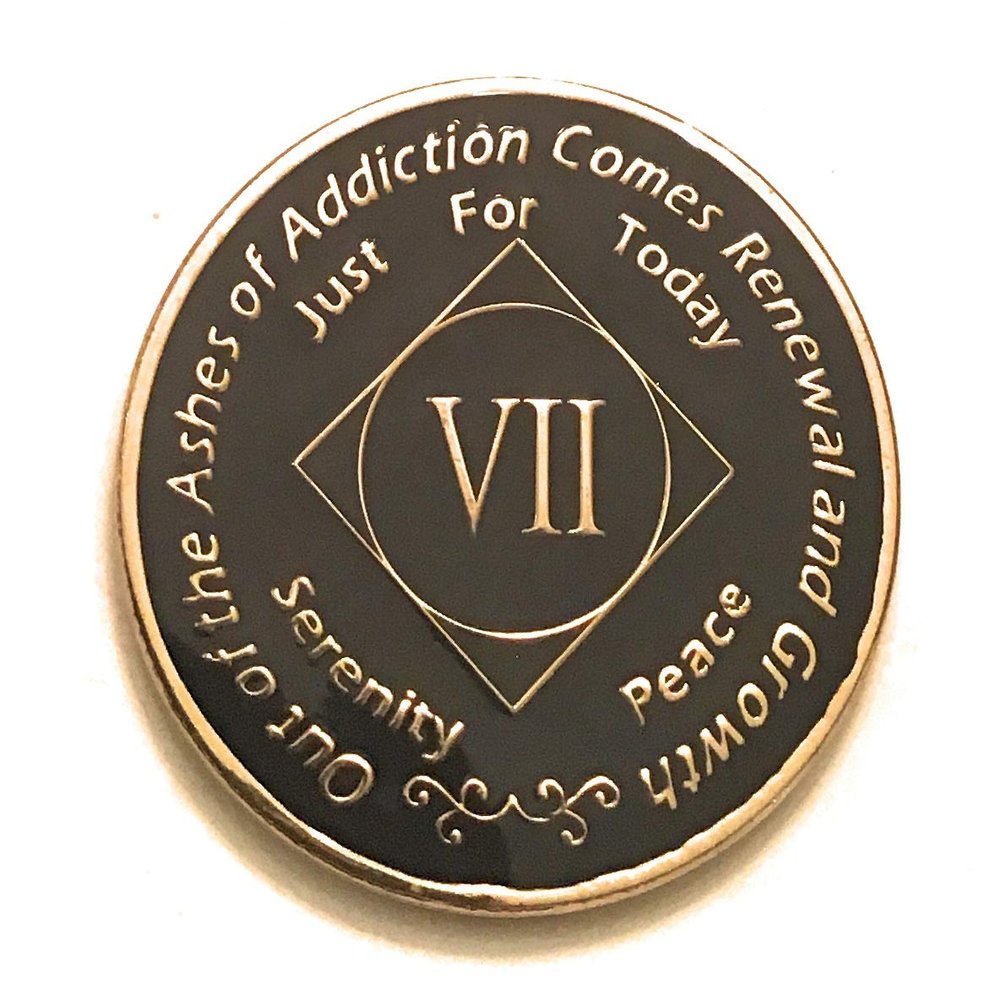 7 Year NA Black & Gold Medallion -Chip, Coin, Token