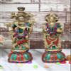 Artvarko Brass Radha Krishna Murti Multicolor Stone Work for Gift Idol for Mandir Temple Height 13 Inches view 1