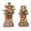 Artvarko Brass Radha Krishna Murti Multicolor Stone Work for Gift Idol for Mandir Temple Height 13 Inches view 2