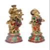 Artvarko Brass Radha Krishna Murti Multicolor Stone Work for Gift Idol for Mandir Temple Height 13 Inches view 3