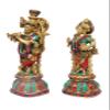 Artvarko Brass Radha Krishna Murti Multicolor Stone Work for Gift Idol for Mandir Temple Height 13 Inches view 4