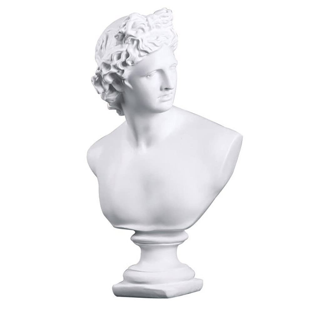 11.8 Inch Classic Greek White David Man Bust Statue, Large Resin Roman Goddess Apollo Sculpture for Home Dcor