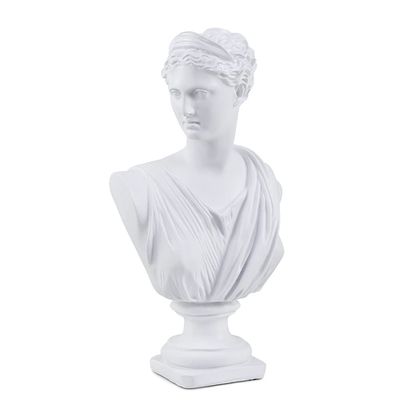 11.8 Inch Classic Greek White Athena Woman Bust Statue, Large Resin Roman Goddess Anna Sculpture for Home Dcor