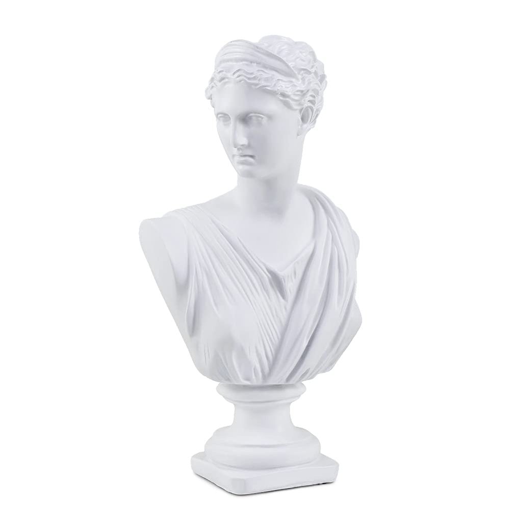11.8 Inch Classic Greek White Athena Woman Bust Statue, Large Resin Roman Goddess Anna Sculpture for Home Dcor