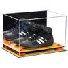 Better Display Cases Acrylic Kids Shoes Display Case - Medium Rectangle Box with Mirror Case, Orange Risers and Wood Base 12" x 8.25" x 8" (A004, V41) view 1