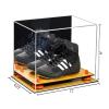 Better Display Cases Acrylic Kids Shoes Display Case - Medium Rectangle Box with Mirror Case, Orange Risers and Wood Base 12" x 8.25" x 8" (A004, V41) view 2