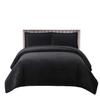 Royal Tradition Plush Velvet Black Coverlets, Queen Oversized 3pc Quilt Set (92-Inch Wide x 96-Inch Long) All Seasons Quilted Checkered Bedspread view 1