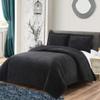 Royal Tradition Plush Velvet Black Coverlets, Queen Oversized 3pc Quilt Set (92-Inch Wide x 96-Inch Long) All Seasons Quilted Checkered Bedspread view 2