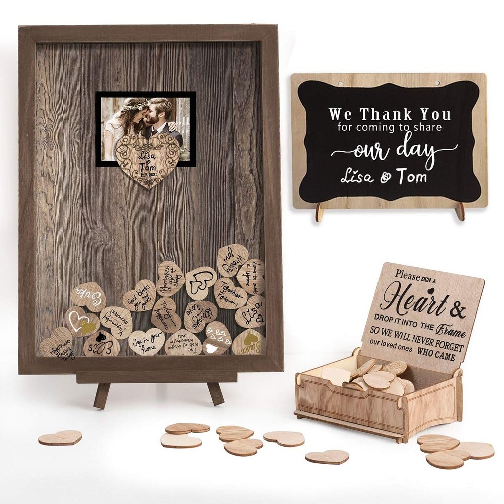 Y&K Homish Wedding Guest Book Alternative Rustic wedding decorations for reception wedding signs Rustic Brown